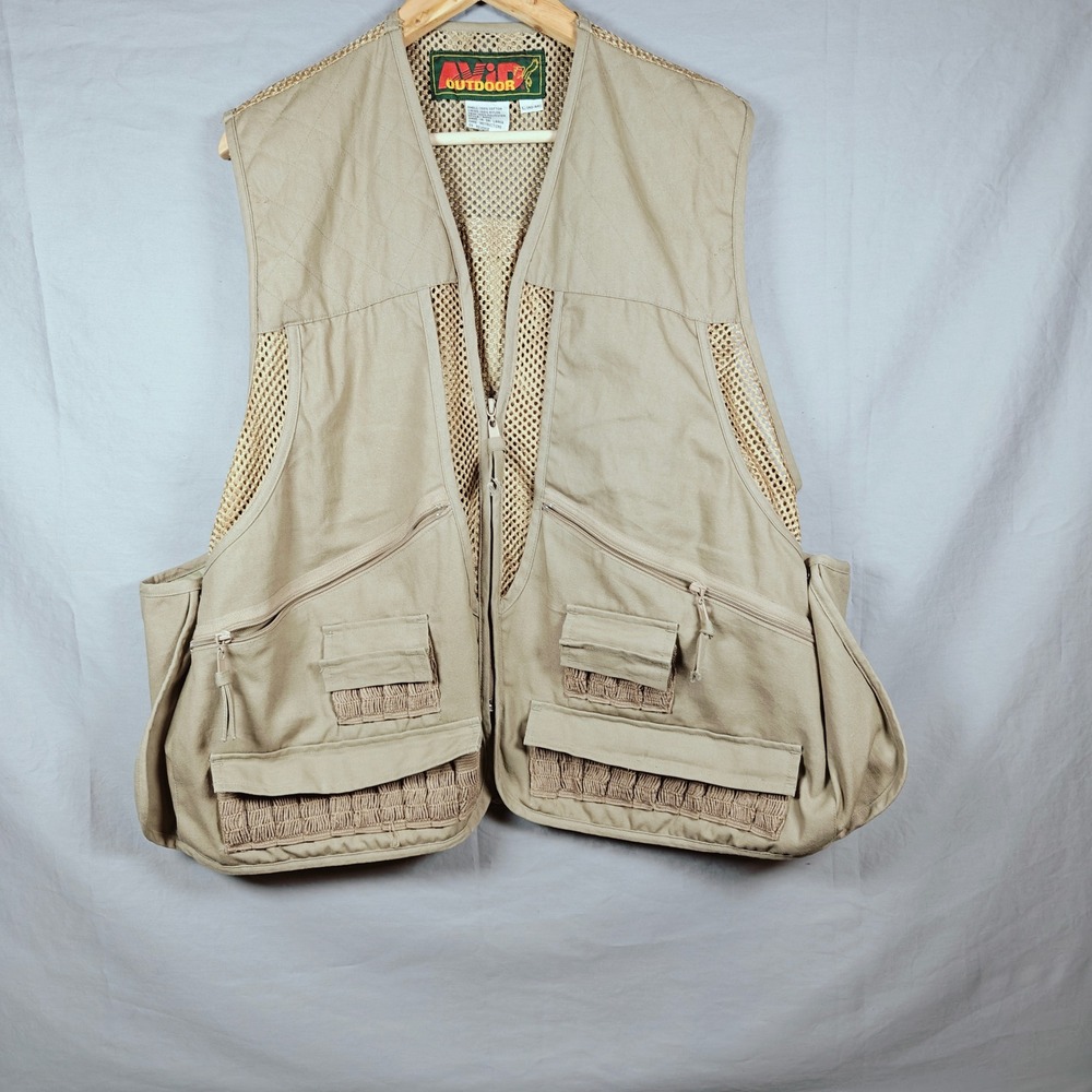 AVD Outdoor Mens Tan Mesh Lined Utility Vest Hunting Fishing Photography large - Picture 2 of 12
